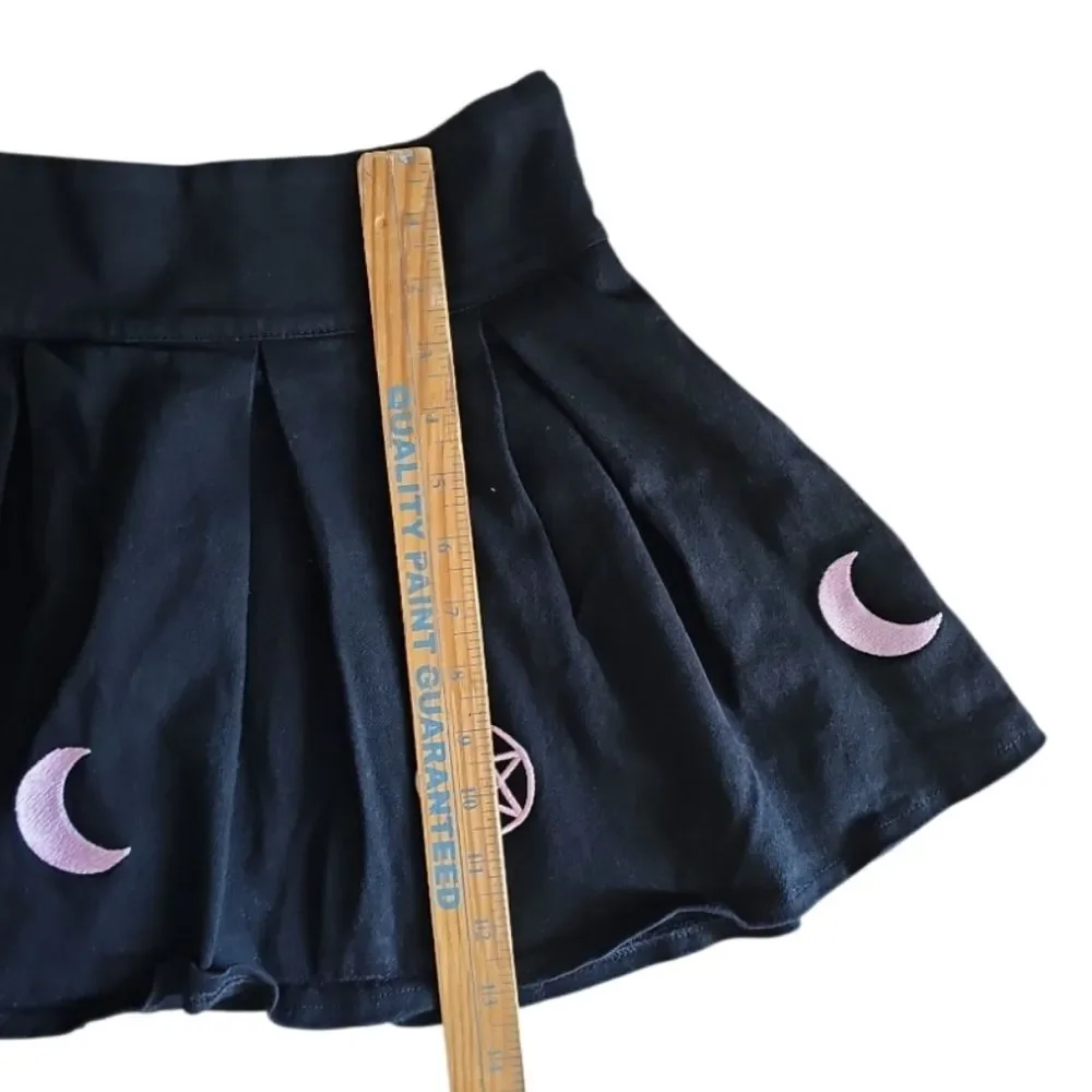 Sugar Thrillz Dolls Kill Wicca-dly Good Mini Skirt L Black Moon Pentagram